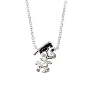 Snoopy Woodstock" Graduation Pendant Fine Silver Plated Necklace NWT